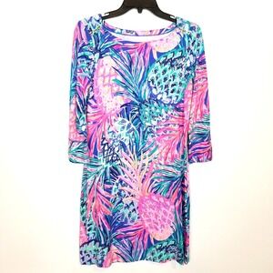 Lilly Pulitzer Women Sophie Dress Sz S Multi Gypset Paradise 3/4 Sleeve Beach